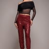 Goddiva Sequin Cuffed Ankle Pant - Wine