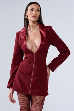 AKIRA Business Casual Blazer Dress | Burgundy | Size Large