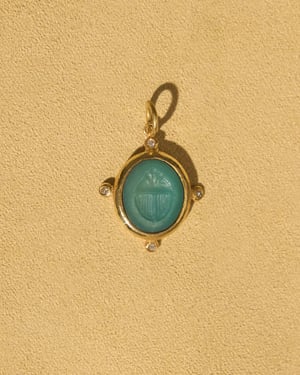 Chrysoprase Scarab - 14k Yellow Gold