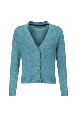 Weird Fish Amiens Mixed Stitch Cardigan Smoked Blue Size 22