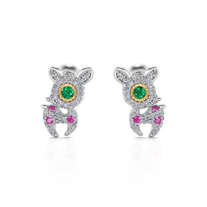 Jeulia "Christmas Reindeer" Sterling Silver Stud Earrings