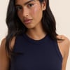 Navy Ribbed Racer Vest