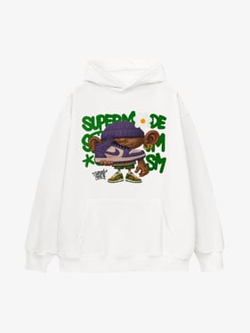 Street Cartoon Trend Sneakers Boy Hoodie - White / XXL