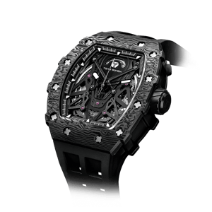 TSAR BOMBA Men's Luxury Automatic Watch | Black | Carbon Fiber Bezel | Skeleton Mechanical Dial | 5ATM Waterproof Luxury Tonneau Sport Watch