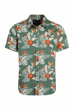 Weird Fish Avondale Short Sleeve Printed Shirt Dusky Green Size 5XL