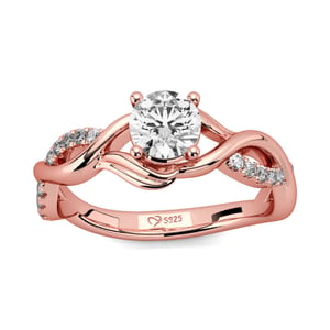 Jeulia Twist Design Round Cut Sterling Silver Ring