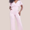Goddiva Chiffon Romper With Flutter Sleeves - Blush