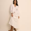 White Embroidered Tie Front Jersey Blouse