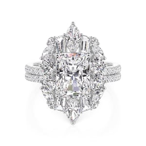 Jeulia Vintage Halo Engagement Ring Set Sterling Silver 2PCS
