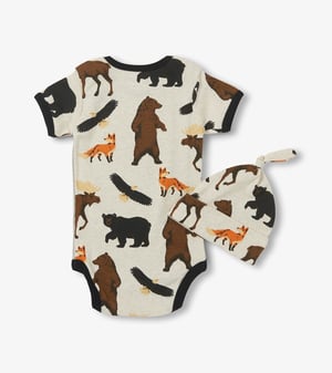 Wildlife Baby Bodysuit & Hat