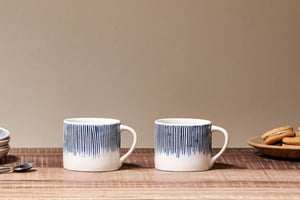nkuku Karuma Ceramic Mug Set Of 2 | Tableware | Blue/White | Small ()
