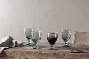 nkuku Yala Hammered Wine Glass Set Of 4 | Glassware | Sage Green