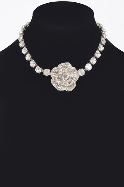 UES Rhinestone Flower Choker Blooming Elegance: NYFW BYMANYC ® New York