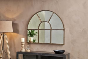 nkuku Imoma Iron Overmantel Arch Mirror | Mirrors | One Size | Brass