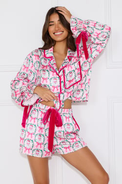 Santa's Helper Pajama Set Pink