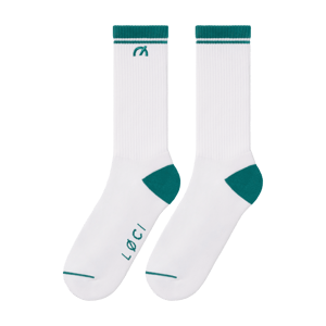 Stripe Cushioned Crew Socks - M-L / White/Green