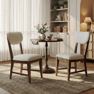 COLAMY PURA Solid Wood Dining Chair with OEKO-TEX® Fabric - Brown / Set of 2