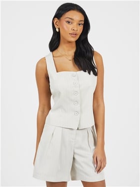 Brave Soul Pinstripe Shorts - Light Beige - XL