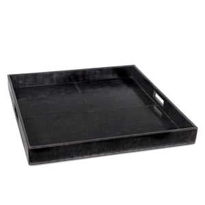 Derby Square Leather Tray   Black