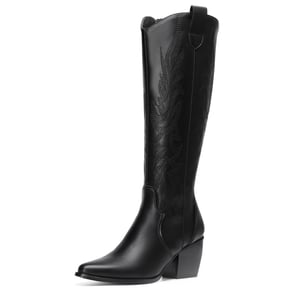 DREAM PAIRS Wide Fit Cowgirl Knee High Boots