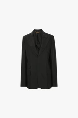 Victoria Beckham Notched Lapel Jacket In Black - 4 - Womens