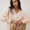 Peach Linen-Blend Blouse