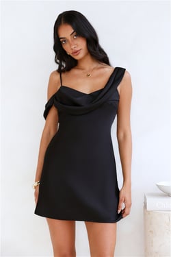 Elegance Of You Satin Mini Dress Black