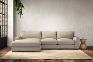 nkuku Guddu Left Hand Chaise Sofa | Make To Order | Medium | Recycled Cotton Stone