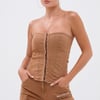 AKIRA It Gets Easier Denim Corset Top In Mocha | Brown | Size Large