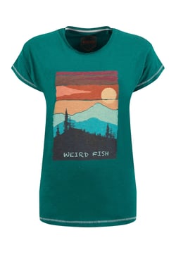 Weird Fish Woodlands Organic Cotton Graphic T-Shirt Cedar Green Size 18