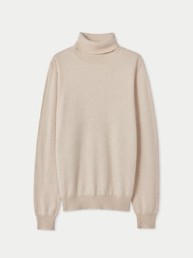 Organic Color Essential Turtleneck Cashmere Sweater - 5XL / Beige / MK05-02