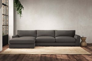 nkuku Guddu Left Hand Chaise Sofa | Make To Order | Grand | Brera Linen Granite