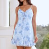 Iris Eyes Halter Mini Dress Blue