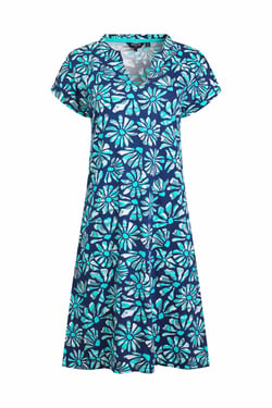 Weird Fish Suffolks Organic Cotton Printed Jersey Dress Aqua Marine Size 8
