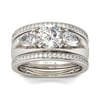 Jeulia Three Stone Round Cut Enhancer Sterling Silver Ring Set