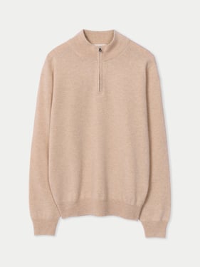 Organic Color Essential Half-Zip Cashmere Sweater - 3XL / Beige / MK07-02