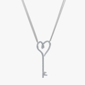 Heart Key Diamond Necklace - 1.00 CT