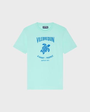 Vilebrequin - Men Cotton T-shirt Contrasted Placed Gomy Logo - Tee Shirt - Portisol - Green - Size XXXL