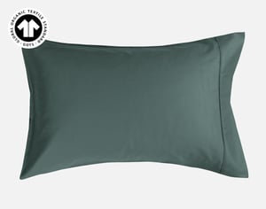QE Home 300TC Organic Cotton Pillowcases in Hemlock (Set of 2), GOTS Certified, Green, Standard