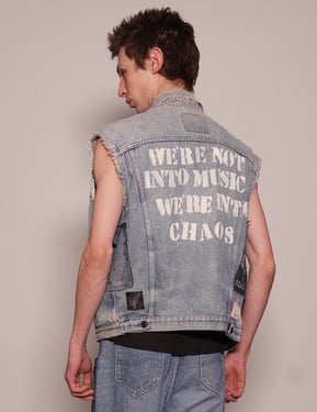 Vintage Patched Denim Jacket Vest