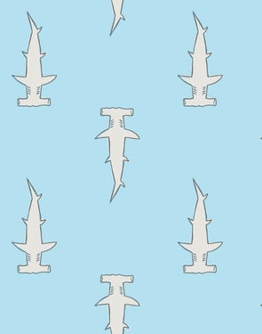 Hammerheads' Wallpaper by Tea Collection - Baby Blue - Traditional / 27 in. x 27 ft.