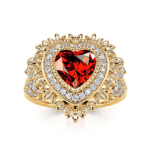 Jeulia "Radiant Love" Halo Heart Cut Sterling Silver Ring