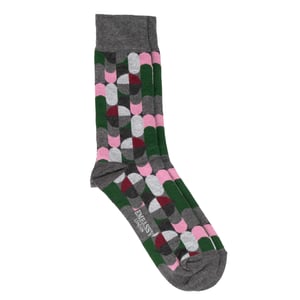 Wiggle - Grey & Pink Signature - Women's cotton crew socks UK 3 to 7