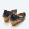 Roses Leather V Cut Espadrille Wedges
