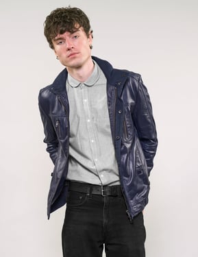 IMMORTAL Navy Leather Jacket.