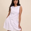 White Button Front Drop Waist Mini Dress