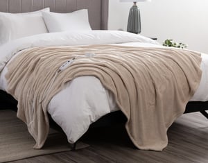 QE Home Heated Blanket in Cream, Beige