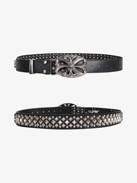 Thesupermade Retro Punk Rhinestone Belt - 2175 - Black / ONE SIZE