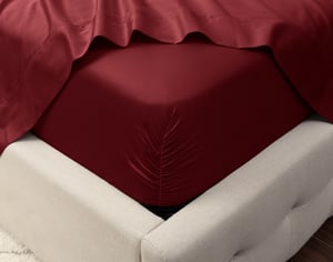 QE Home 500TC Eucalyptus Luxe TENCEL™ Lyocell Sheet Set Fitted Sheet in Black Cherry, Red, King