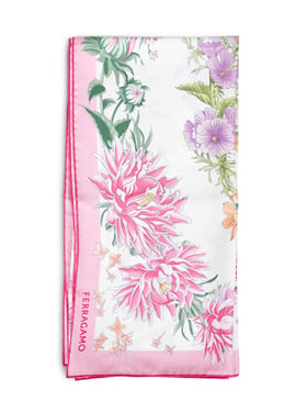 FERRAGAMO | Pink Primavera-print silk scarf | Women | PZ